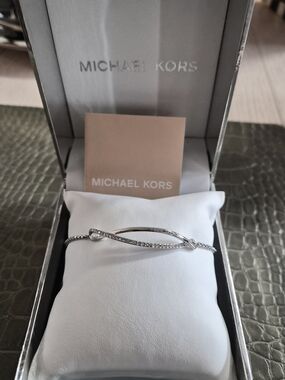 Michael Kors Silver Crystal Twist Bangle Bracelet
